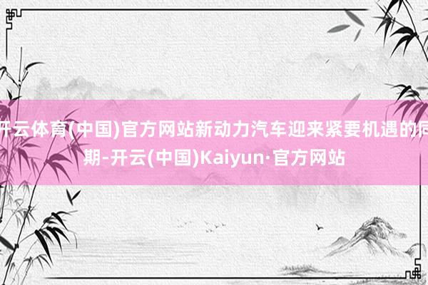 开云体育(中国)官方网站新动力汽车迎来紧要机遇的同期-开云(中国)Kaiyun·官方网站