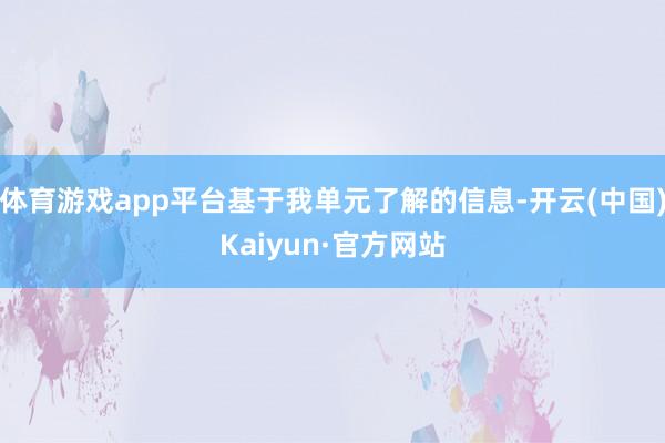 体育游戏app平台基于我单元了解的信息-开云(中国)Kaiyun·官方网站