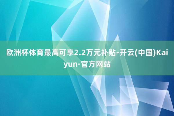 欧洲杯体育最高可享2.2万元补贴-开云(中国)Kaiyun·官方网站