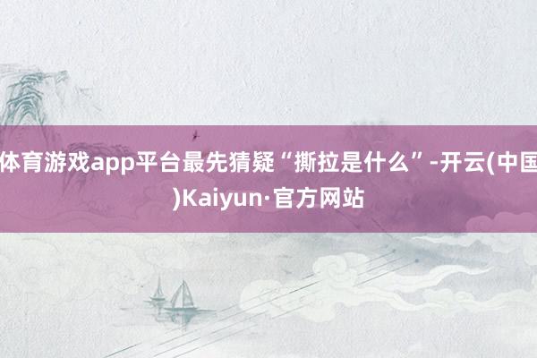 体育游戏app平台最先猜疑“撕拉是什么”-开云(中国)Kaiyun·官方网站