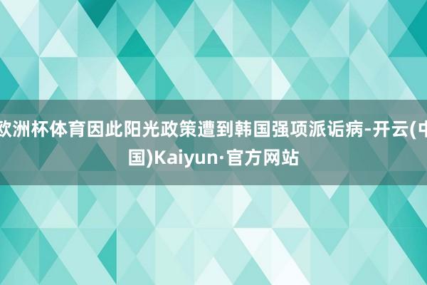 欧洲杯体育因此阳光政策遭到韩国强项派诟病-开云(中国)Kaiyun·官方网站