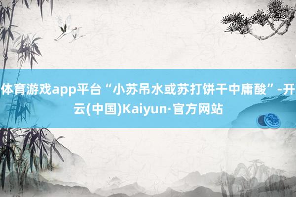 体育游戏app平台“小苏吊水或苏打饼干中庸酸”-开云(中国)Kaiyun·官方网站