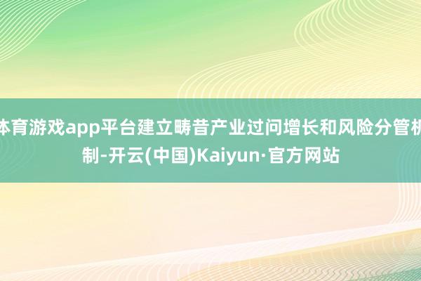 体育游戏app平台建立畴昔产业过问增长和风险分管机制-开云(中国)Kaiyun·官方网站