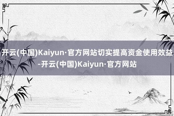 开云(中国)Kaiyun·官方网站切实提高资金使用效益-开云(中国)Kaiyun·官方网站
