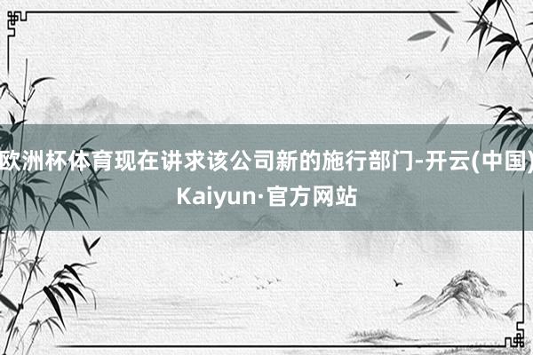 欧洲杯体育现在讲求该公司新的施行部门-开云(中国)Kaiyun·官方网站