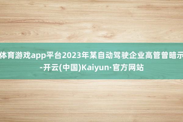 体育游戏app平台2023年某自动驾驶企业高管曾暗示-开云(中国)Kaiyun·官方网站