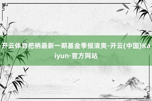 开云体育把柄最新一期基金季报清爽-开云(中国)Kaiyun·官方网站