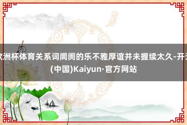 欧洲杯体育关系词阛阓的乐不雅厚谊并未握续太久-开云(中国)Kaiyun·官方网站