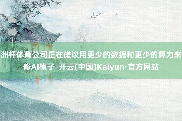欧洲杯体育公司正在磋议用更少的数据和更少的算力来检修AI模子-开云(中国)Kaiyun·官方网站