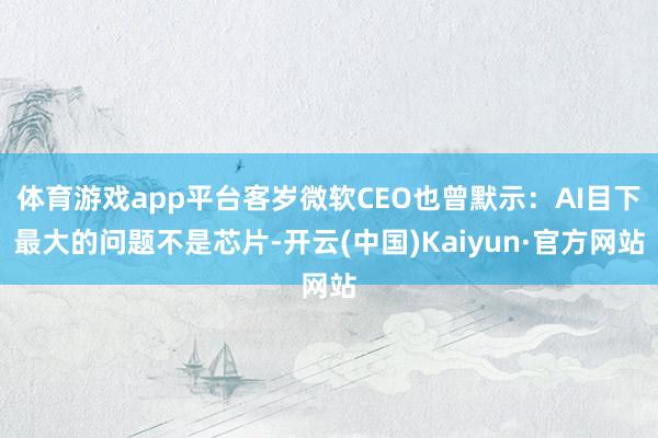 体育游戏app平台客岁微软CEO也曾默示：AI目下最大的问题不是芯片-开云(中国)Kaiyun·官方网站